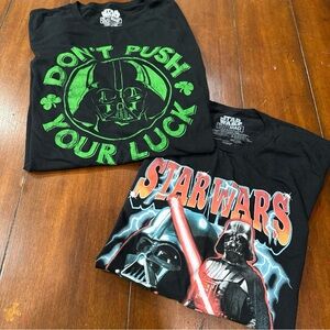 2 Men’s Star Wars Black Graphic Tees Size XL Featuring Darth Vader